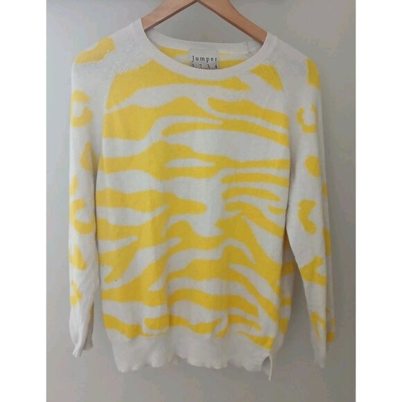 Jumper 1234 100% Cashmere Knit Sweater Size 1 UK 6 8 US Small XS Yellow Tiger - Picture 1 of 9